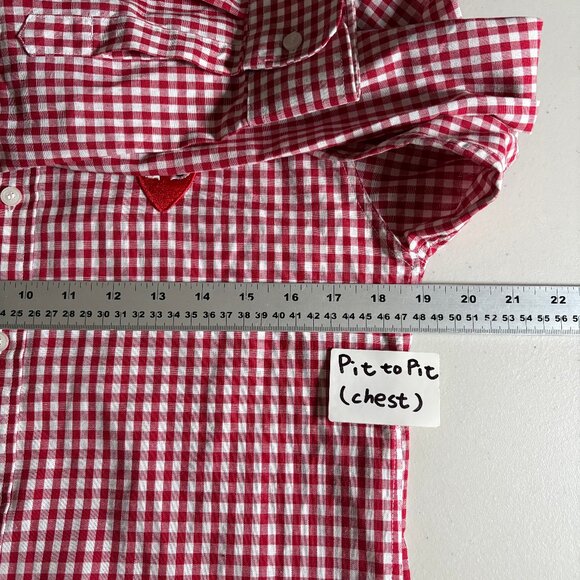 Comme des Garcons Play Japan Made Check Button Down Shirt - Men's Size M - Red - Picture 7 of 11